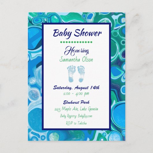 Uitnodiging tot Baby shower van Blue and Green Boy (Voorkant)