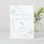 Uitnodiging tot Baby shower van Blue Tea Party (Staand voorkant)