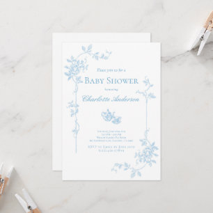Uitnodiging tot Baby shower van Blue Tea Party