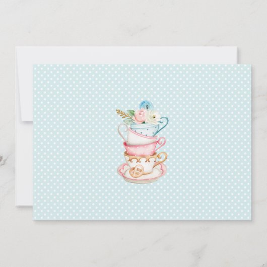Uitnodiging tot Baby shower van Blue Tea Party (Achterkant)