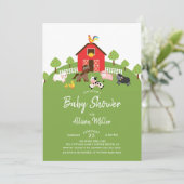 Uitnodiging tot Baby shower van boerderijdieren (Staand voorkant)