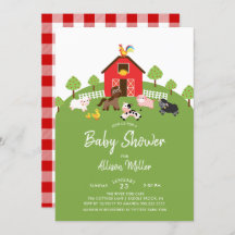 Uitnodiging tot Baby shower van boerderijdieren