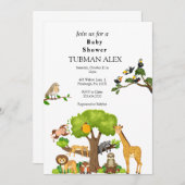Uitnodiging tot Baby shower van bosdieren (Voorkant / Achterkant)