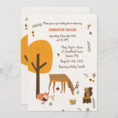 Uitnodiging tot Baby shower van bosdieren (Voorkant / Achterkant)
