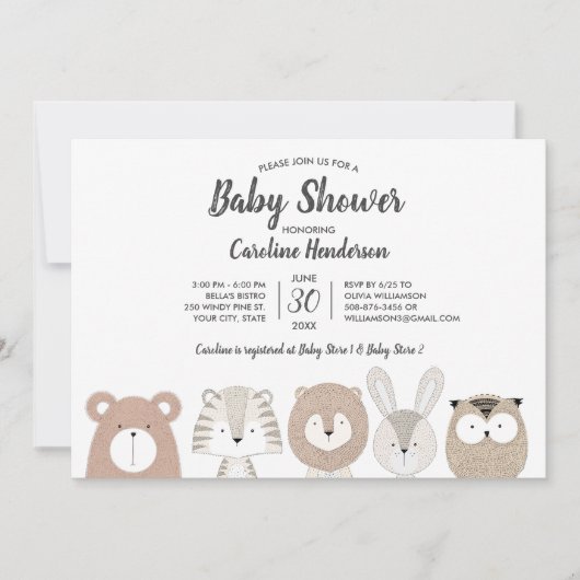 Uitnodiging tot Baby shower van bossen en Oerwoude (Voorkant)