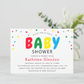 Uitnodiging tot Baby shower van Bright Colorful Un (Staand voorkant)
