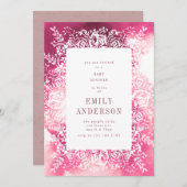 Uitnodiging tot Baby shower van Bright Plum Pink (Voorkant / Achterkant)