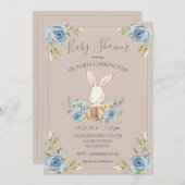 Uitnodiging tot Baby shower van Brown Bunny Rabbit (Voorkant / Achterkant)