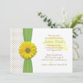 Uitnodiging tot Baby shower van bruine en groene p (Staand voorkant)