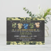 Uitnodiging tot baby shower van Camouflage (Staand voorkant)