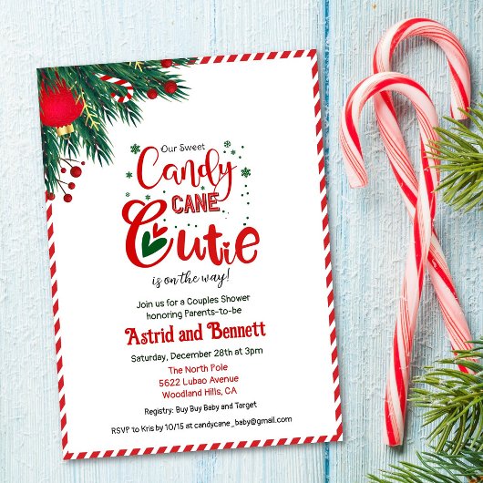 Uitnodiging tot Baby shower van Candy Cane Cutie H