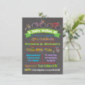 Uitnodiging tot Baby shower van Chalkboard (Staand voorkant)