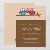 Uitnodiging tot Baby shower van Chic Owls (Voorkant / Achterkant)