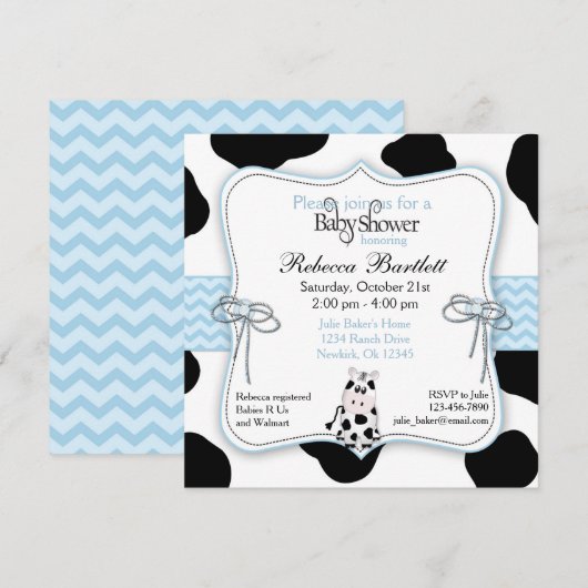 Uitnodiging tot Baby shower van Cowboy (Voorkant / Achterkant)