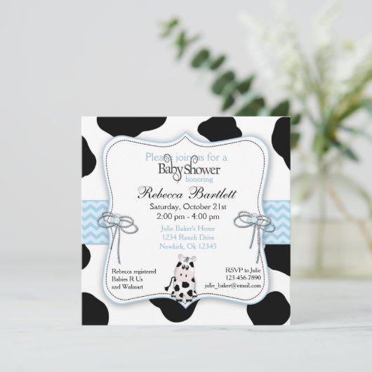 Uitnodiging tot Baby shower van Cowboy (Staand voorkant)