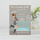Uitnodiging tot Baby shower van Cowboy - Brunette  (Staand voorkant)