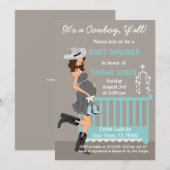 Uitnodiging tot Baby shower van Cowboy - Brunette  (Voorkant / Achterkant)