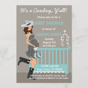 Uitnodiging tot Baby shower van Cowboy - Brunette