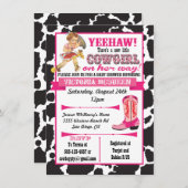 Uitnodiging tot Baby shower van Cowgirl (Voorkant / Achterkant)