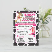 Uitnodiging tot Baby shower van Cowgirl (Staand voorkant)