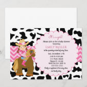 Uitnodiging tot Baby shower van Cowgirl (Voorkant / Achterkant)