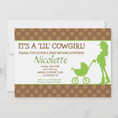 Uitnodiging tot Baby shower van Cowgirl (Voorkant)