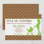 Uitnodiging tot Baby shower van Cowgirl (Voorkant / Achterkant)