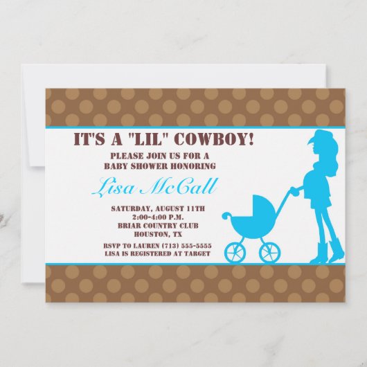 Uitnodiging tot Baby shower van Cowgirl (Voorkant)