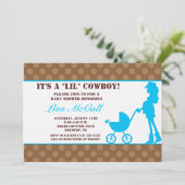 Uitnodiging tot Baby shower van Cowgirl (Staand voorkant)