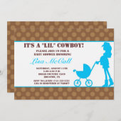 Uitnodiging tot Baby shower van Cowgirl (Voorkant / Achterkant)
