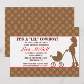Uitnodiging tot Baby shower van Cowgirl (Voorkant / Achterkant)