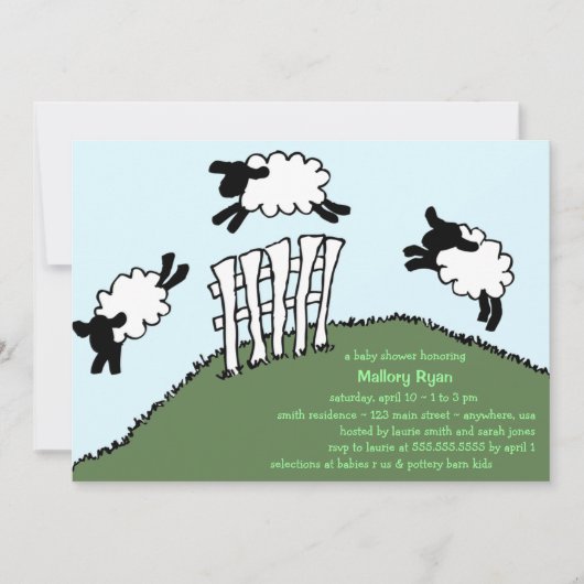 Uitnodiging tot Baby shower van Cudly Sheep (Voorkant)