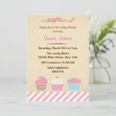 Uitnodiging tot Baby shower van Cupcake Party (Staand voorkant)