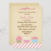 Uitnodiging tot Baby shower van Cupcake Party (Voorkant / Achterkant)
