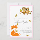 Uitnodiging tot Baby shower van Cute Animal Fox Ow (Voorkant)