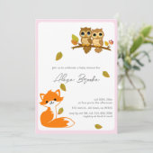 Uitnodiging tot Baby shower van Cute Animal Fox Ow (Staand voorkant)