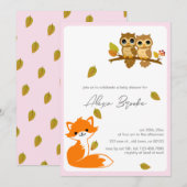 Uitnodiging tot Baby shower van Cute Animal Fox Ow (Voorkant / Achterkant)