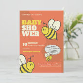 Uitnodiging tot Baby shower van Cute Bee (Staand voorkant)
