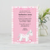 Uitnodiging tot Baby shower van Cute Pink Rocking  (Staand voorkant)
