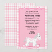 Uitnodiging tot Baby shower van Cute Pink Rocking  (Voorkant / Achterkant)