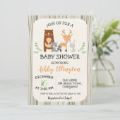 Uitnodiging tot Baby shower van Cute Woodland Anim (Staand voorkant)