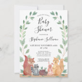 Uitnodiging tot Baby shower van Cute Woodland Anim (Voorkant)