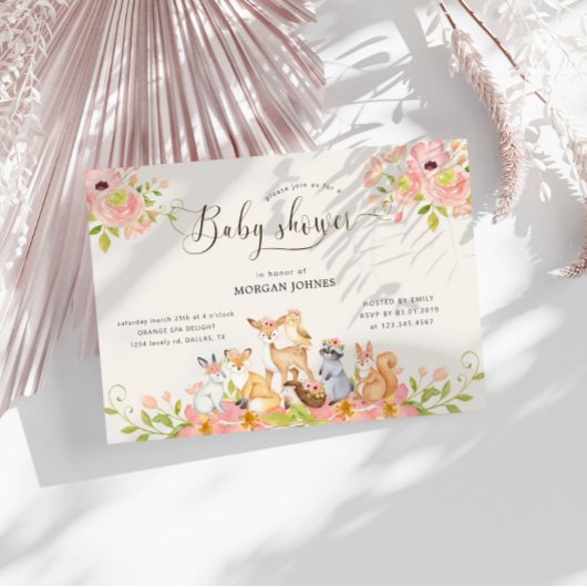 Uitnodiging tot Baby shower van Cute Woodland Anim