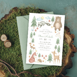 Uitnodiging tot Baby shower van Cute Woodland Anim