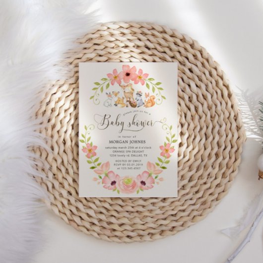 Uitnodiging tot Baby shower van Cute Woodland Anim