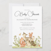 Uitnodiging tot Baby shower van Cute Woodland Anim (Voorkant)