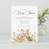 Uitnodiging tot Baby shower van Cute Woodland Anim (Staand voorkant)