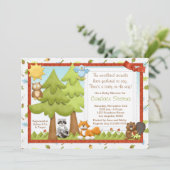 Uitnodiging tot Baby shower van Cute Woodland Anim (Staand voorkant)