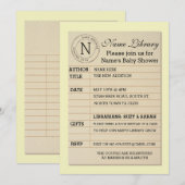 Uitnodiging tot Baby shower van de Bibliotheekkaar (Voorkant / Achterkant)