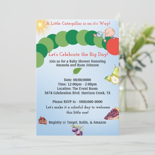 Uitnodiging tot Baby shower van de derde pijler (Staand voorkant)